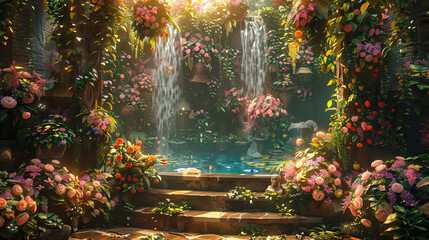 Garden of Wonders Stage: Adorned with blooming flowers, lush greenery, and cascading water features. Relaxing performances and intimate gatherings