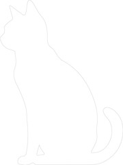 Russian White Black and Tabby Cat outline