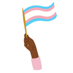 Ilustracion de mano sosteniendo bandera trans. Transparencia.