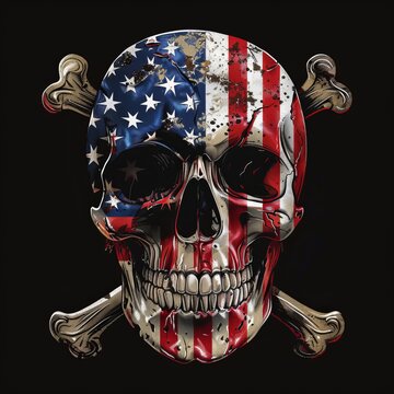 USA flaf skull and crossbones
