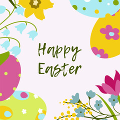 Happy Easter banner. Colorful design for poster, greeting card,header for website.Vector illustration