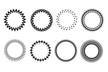 Vintage round border celtic circle frames. Circular magical patterns vector set. Geometric circle shapes, borders, frames, logos. Line and silhouette vector illustration design