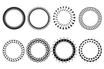 Vintage round border celtic circle frames. Circular magical patterns vector set. Geometric circle shapes, borders, frames, logos. Line and silhouette vector illustration design