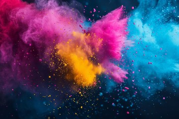 Vivid explosion of holi powder colors Dynamic and festive background - obrazy, fototapety, plakaty