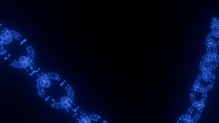 robuste Kette mit blau leuchtendem Netzwerk-Gittermuster, Verknüpfung, Daten, Datensicherheit,...