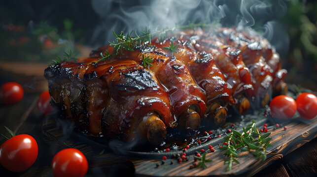 photorealistic image of smoked pork roast