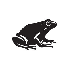 Leap of Nature: Vector Frog Silhouette - Capturing the Graceful Movement and Natural Beauty of Amphibious Life. Minimalist black frog illustration.