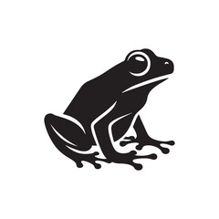 Leap of Nature: Vector Frog Silhouette - Capturing the Graceful Movement and Natural Beauty of Amphibious Life. Minimalist black frog illustration.