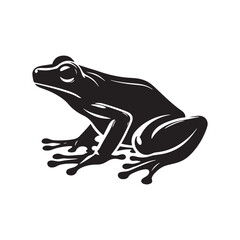Leap of Nature: Vector Frog Silhouette - Capturing the Graceful Movement and Natural Beauty of Amphibious Life. Minimalist black frog illustration.