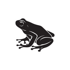 Leap of Nature: Vector Frog Silhouette - Capturing the Graceful Movement and Natural Beauty of Amphibious Life. Minimalist black frog illustration.