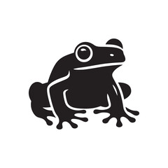Leap of Nature: Vector Frog Silhouette - Capturing the Graceful Movement and Natural Beauty of Amphibious Life. Minimalist black frog illustration.