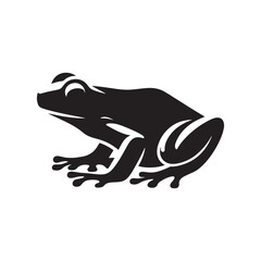 Leap of Nature: Vector Frog Silhouette - Capturing the Graceful Movement and Natural Beauty of Amphibious Life. Minimalist black frog illustration.