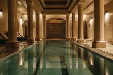 Luxurious Indoor Pool with Roman Columns and
