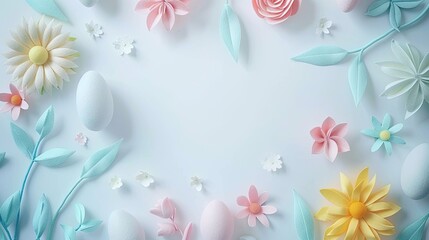 Fototapeta na wymiar springtime joy and Easter celebrations with lifelike felt embellishments, showcasing delicate pastel colors against a clean, flat white background.