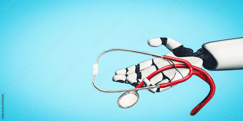 Aufkleber xai 3d rendering medical artificial intelligence droid robot working in future hospital. futuristic 