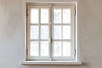 Minimalistic White Framed Window with Frosted Glass and Light Texture
