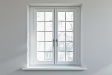 Minimalistic White Framed Window with Frosted Glass and Light Texture