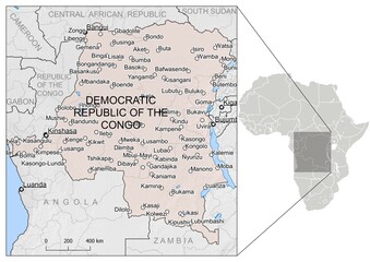 Map of Democratic Republica of the Congo (DRC)