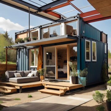 Modern tiny house made from old shipping containers 