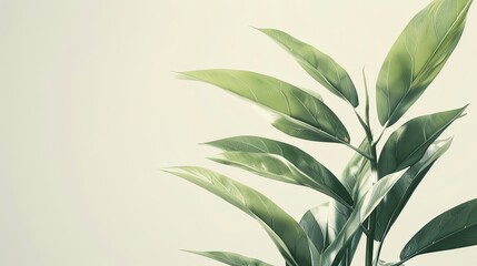 an aesthetic green plant with a close-up focus against a pristine white background, rendered in photorealistic detail for an ultra-realistic depiction.