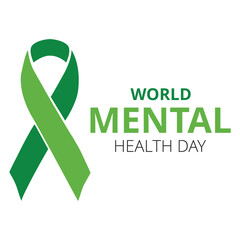 Cartel con lazo verde día de la salud mental. Vector - obrazy, fototapety, plakaty
