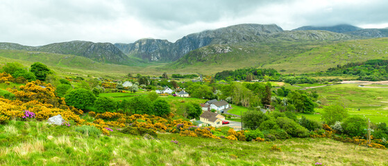 Fototapeta na wymiar Beautiful scenery with Mount Errigal in Donegal Ireland 