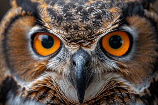 detailed portrait of an eagle owl face