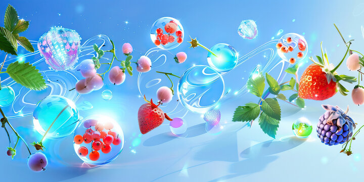 Berry Burst: Experience a Symphony of Color and Flavor with Berry inspired Aero Elegance. Frutiger Aero Aesthetic. Vivid.