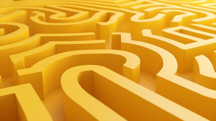 Abstract Background of a curved Maze in yellow Colors. 3D Render