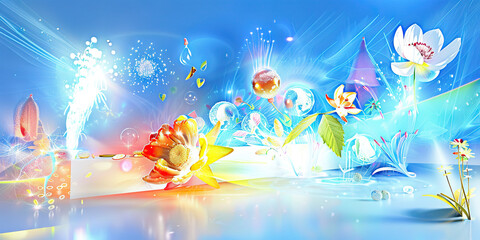 Kiwi Kaleidoscope: Explore a Kaleidoscope of Colors and Textures. Frutiger Aero Aesthetic. Vivid.