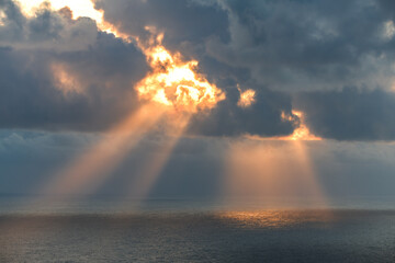 Obraz premium Sunset scene at Valentia Island on Ring of Kerry in Ireland, Wild Atlantic Way 