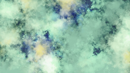 Blue-green and white watercolor background with abstract cloudy sky concept, Gray white and blue-green gradient watercolor background design.