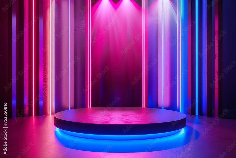 Poster abstract podium with dynamic lights for product showcase