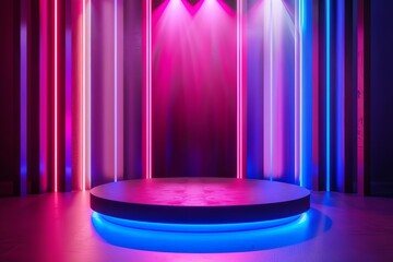 Abstract podium with dynamic lights for product showcase