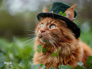 cat in a leprechaun hat