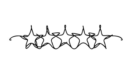 Hand draw doodle of five stars illustration in continuous line arts style vector