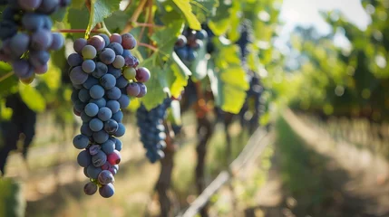 Foto auf Glas ripe grapes in vineyard closeup © Christopher