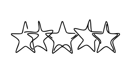 Hand draw doodle of five stars illustration in continuous line arts style vector