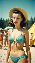 Woman portrait from 1950s summer camp