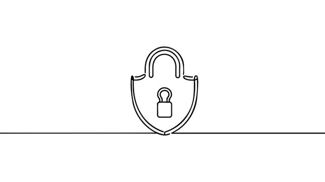 Continuous one line drawing of metal padlock. Padlock security sign symbol vector illustration