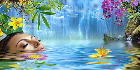 Blissful Moments: Smiling Faces in Serene Spa Settings. ranquil Spa Graphics Aesthetics. Vivid.