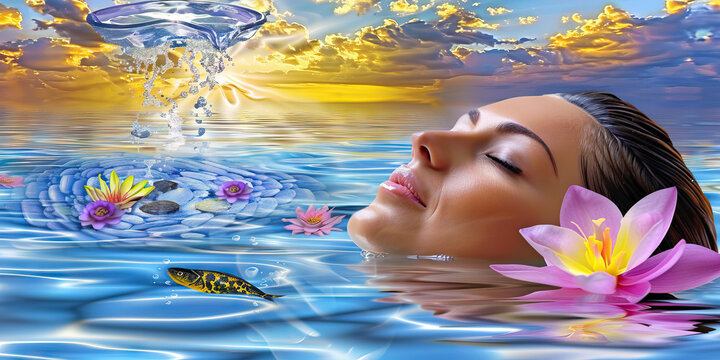 Blissful Moments: Smiling Faces in Serene Spa Settings. ranquil Spa Graphics Aesthetics. Vivid.
