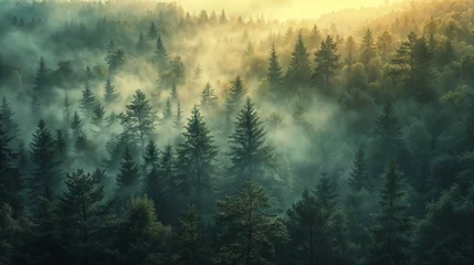 Wandaufkleber Forest Veil at Sunrise © image