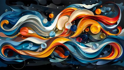 An artistic rendering with swirls of alternating warm and cool tones creating an abstract design that is visually captivating