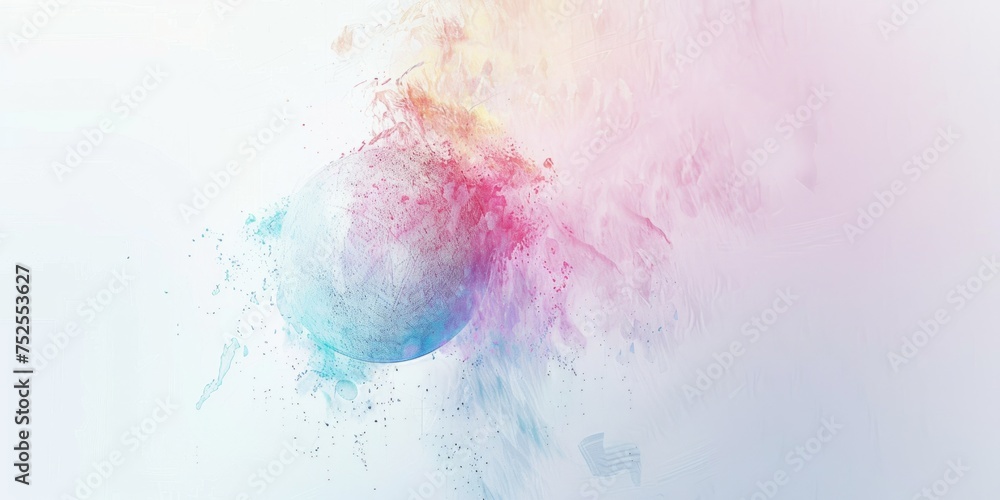 Poster the white background of a small colorful object in the style of pastel dreamscapes generative ai