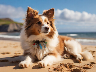 A young Shetland Sheepdog with a fluffy brown ai generated