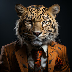 A Cheetah wearing clothes like a Boss NFT Art by Generative AI