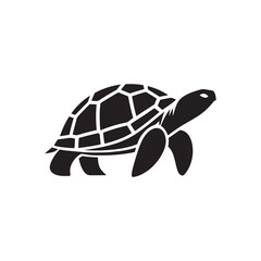 Shadowed Shells: Black Vector Turtle Silhouette - Capturing the Serenity and Strength of Nature's Ancient Marine Wanderer. Minimalist Turtle illustration.