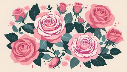 Shabby Chic Elegance: Pink Roses and Vintage Ephemera