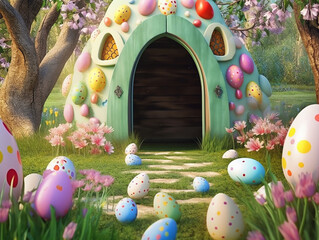 Easter dog house. Ai generated